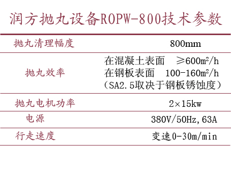 金年会抛丸设备ROPW系列 ROPW-800技术参数